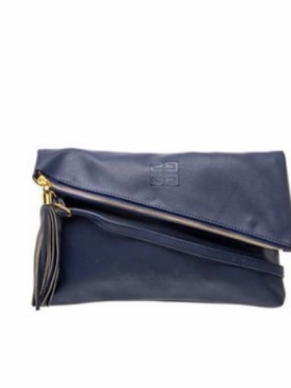 Givenchy Navy Fold-Over Leather Clutch with Tassel GWP